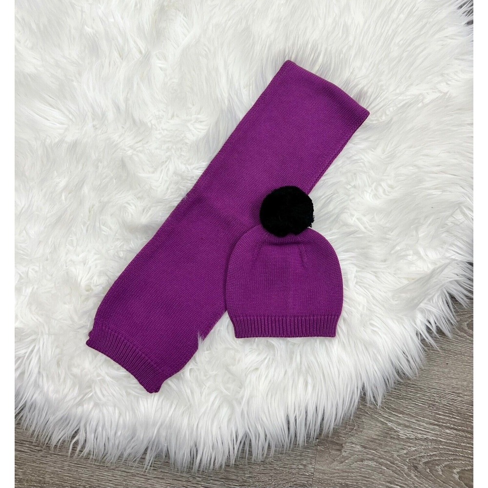 June & January Plum Winter Hat And Scarf Set Size XS Youth Purple Set